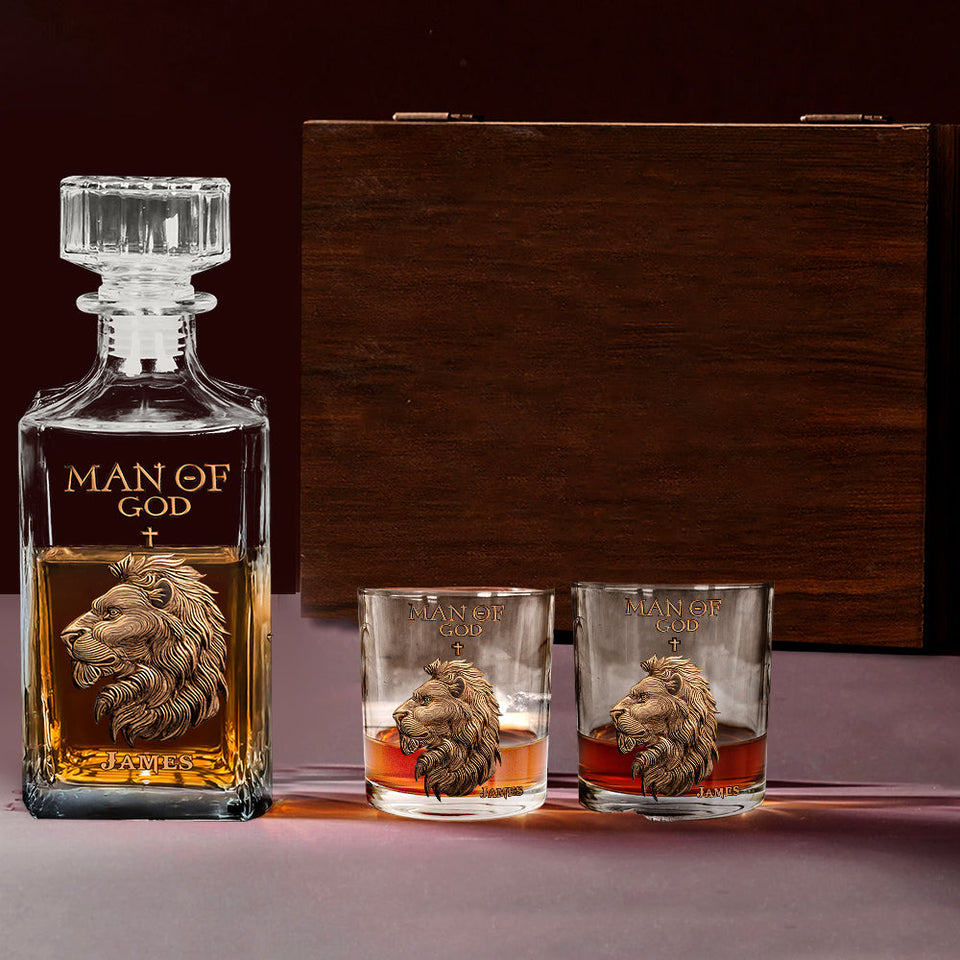 Man Of God - Personalized Christian Whiskey Decanter Set