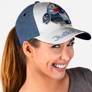 Just A Girl Who Loves Chicken - Denim Fabric Patches - Personalized Chicken Classic Cap