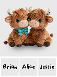 You & Me We - Personalized Highland Cow Faux Fur Shaped Pillow