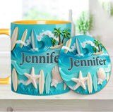 Love Surfing - Personalized Surfing Accent Mug & Coaster