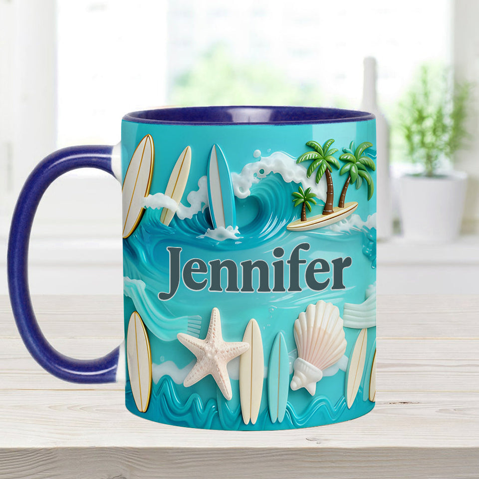Love Surfing - Personalized Surfing Accent Mug & Coaster