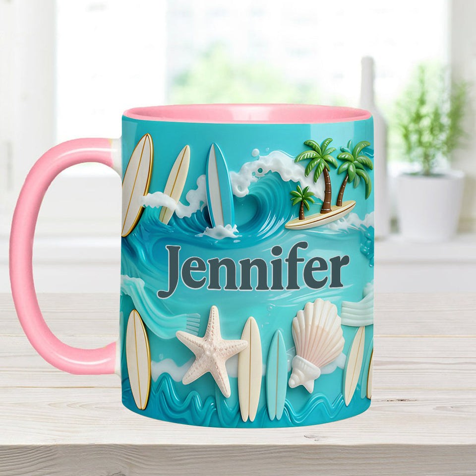 Love Surfing - Personalized Surfing Accent Mug & Coaster