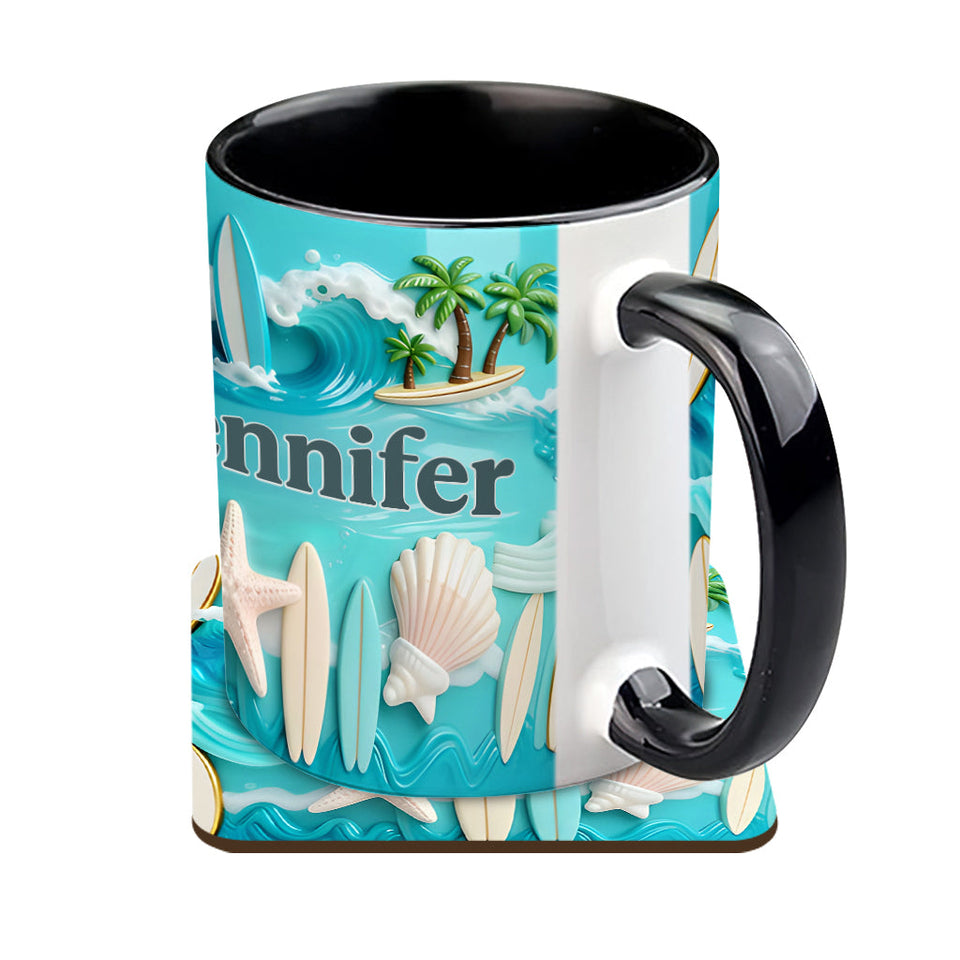 Love Surfing - Personalized Surfing Accent Mug & Coaster