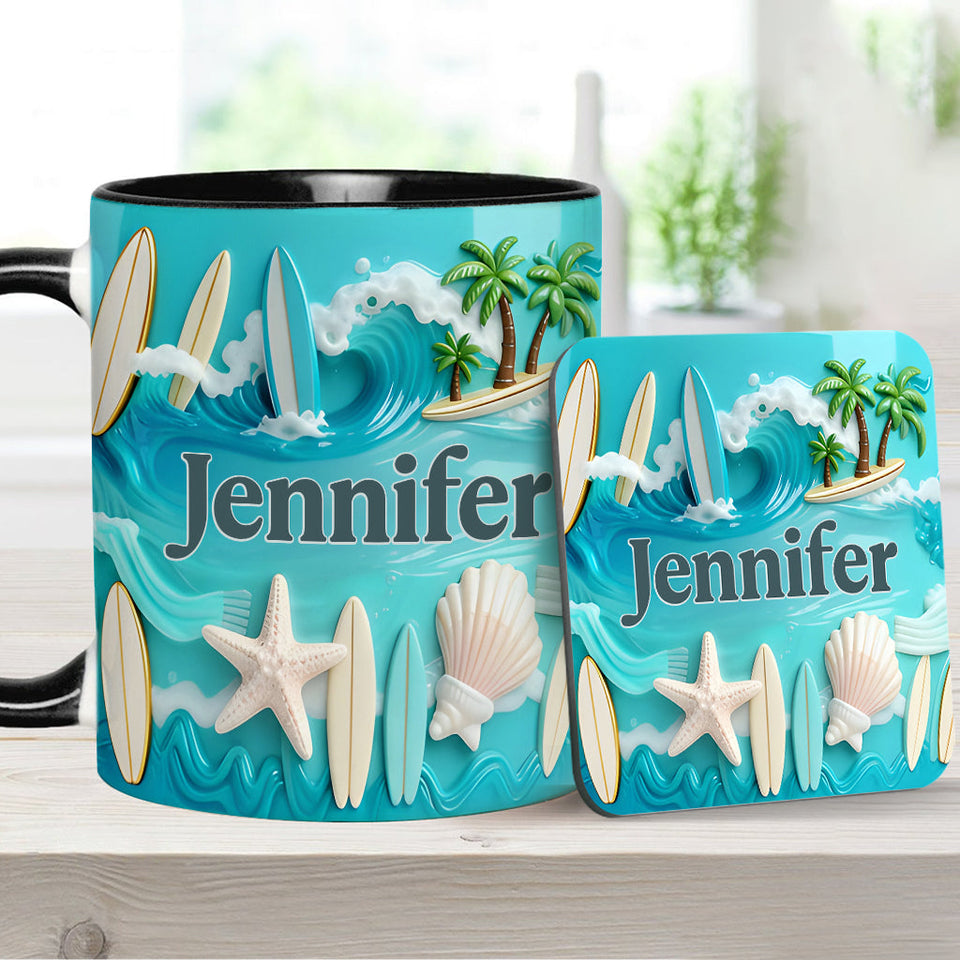 Love Surfing - Personalized Surfing Accent Mug & Coaster