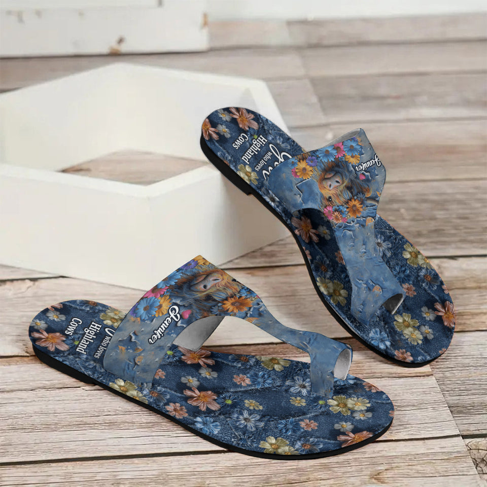 Just A Girl Who Loves Highland Cows - Personalized Highland Cow Open Toe Sandals