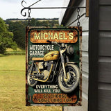 Motorcycle Garage - Personalized Biker Rectangle Metal Sign