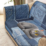 Playful Cat - Personalized Cat Quilted Sofa/Couch Cover
