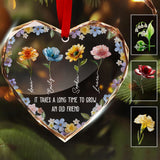 It's Take A Long Time To Grow An Old Friend - Personalized Bestie Heart Shaped Glass Ornament