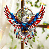 Patriotic Eagle - Personalized Bald Eagle Window Hanging Suncatcher Ornament