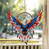 Patriotic Eagle - Personalized Bald Eagle Window Hanging Suncatcher Ornament