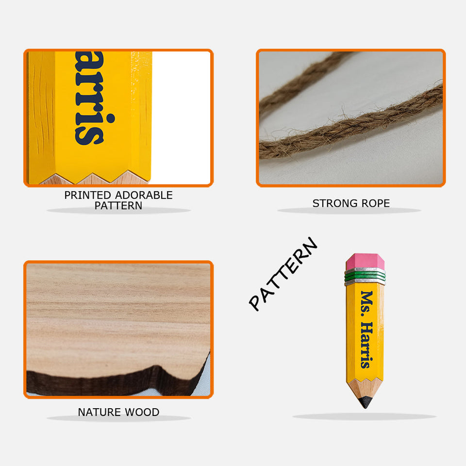 Pencil-Shaped Teacher Gift - Personalized Teacher Custom Shaped Wood Sign