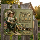 Garden Is My Happy Place - Personalized Gardening 3D Printed Cut Metal Sign