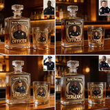 Custom Any Photo - Personalized Police Officer Whiskey Decanter Set
