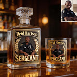 Custom Any Photo - Personalized Police Officer Whiskey Decanter Set