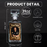 Custom Any Photo - Personalized Police Officer Whiskey Decanter Set