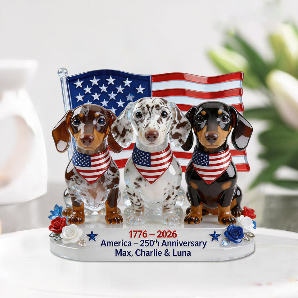 USA 250th Anniversary - Personalized Dog Custom Shaped Acrylic Plaque