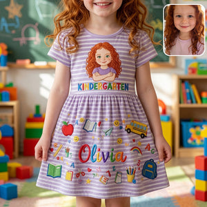 School Days, Sweet Smiles - Personalized Kid Kid Ruffle Sleeve Dress