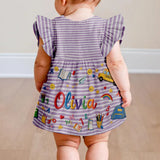School Days, Sweet Smiles - Personalized Kid Kid Ruffle Sleeve Dress