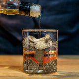 Horseshoe And Saddle - Personalized Horse Whiskey Decanter Set