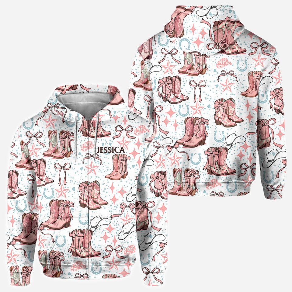 Coquette Cowgirl Boots and Bows - Personalized Cowgirl All Over Shirt