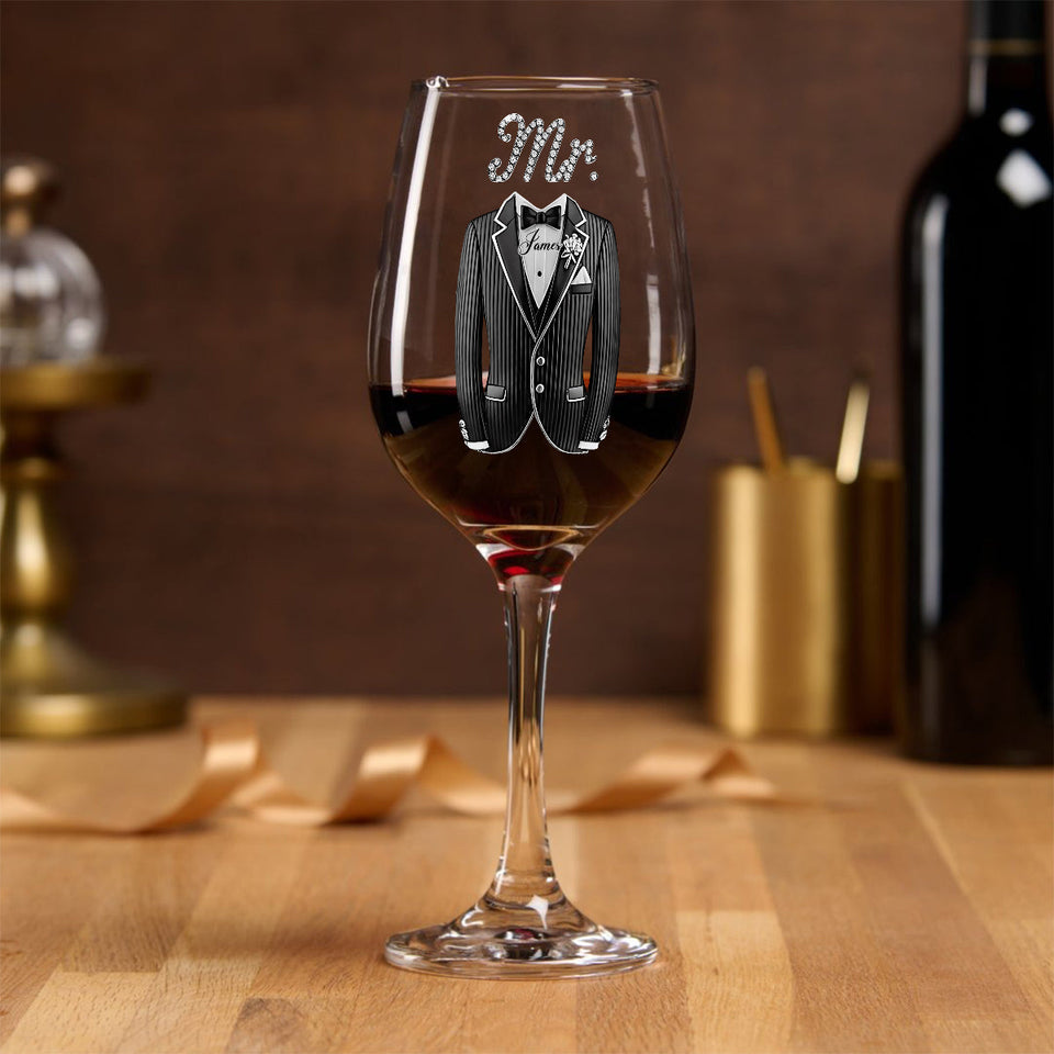 Wedding Couple Wine Glass - Personalized Couple Wine Glass With Long Stem