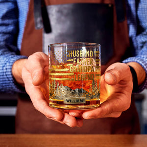 Legend Husband Father Grandfather, Gift For Him - Personalized Grandpa Whiskey Glass