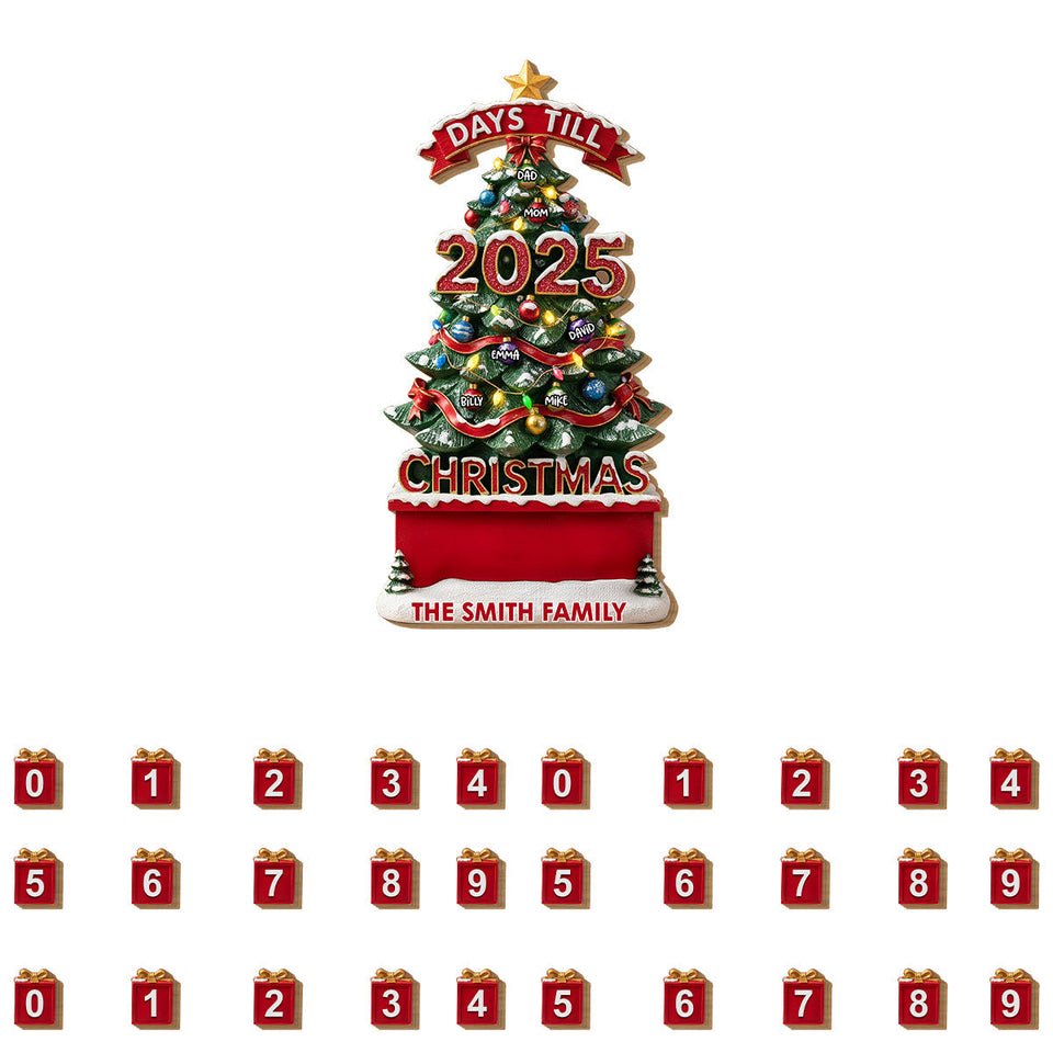 Christmas Countdown - Personalized Family Interchangeable Plaque