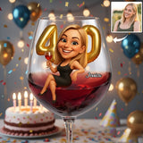 Women's Birthday - Personalized Wine Glass With Long Stem
