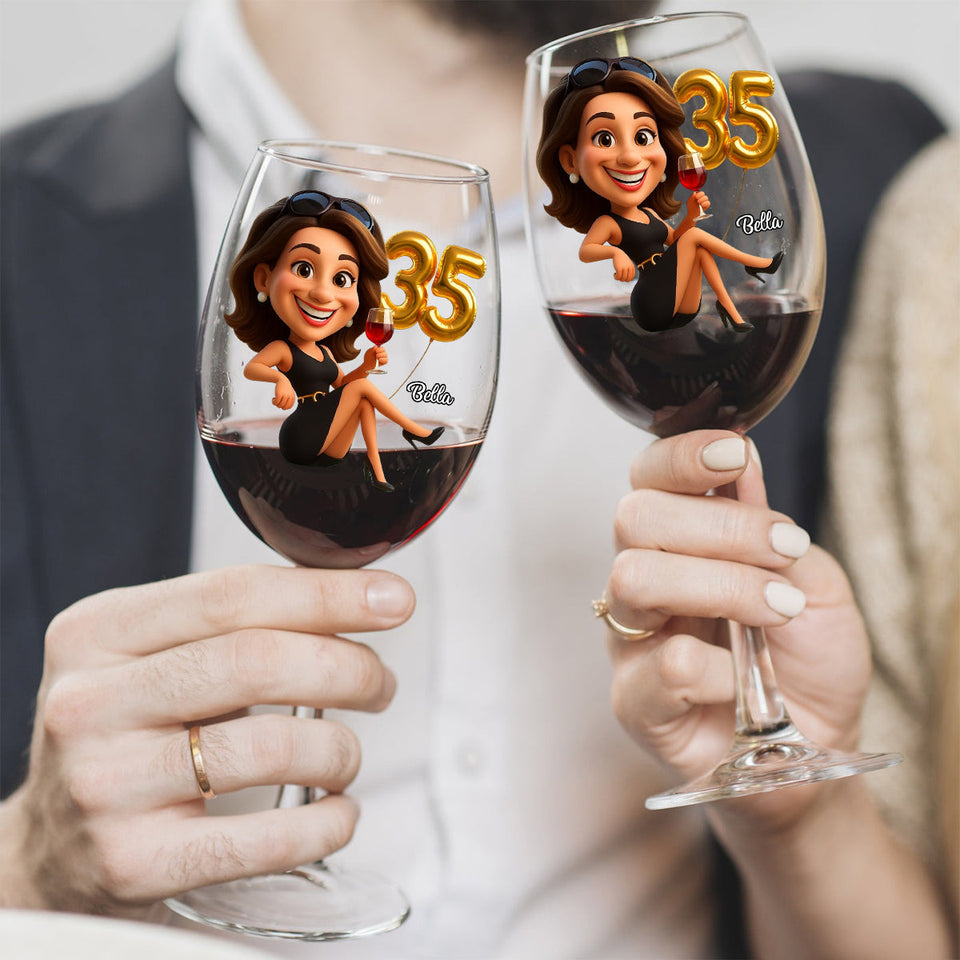 Women's Birthday - Personalized Wine Glass With Long Stem