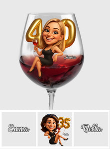 Women's Birthday - Personalized Wine Glass With Long Stem