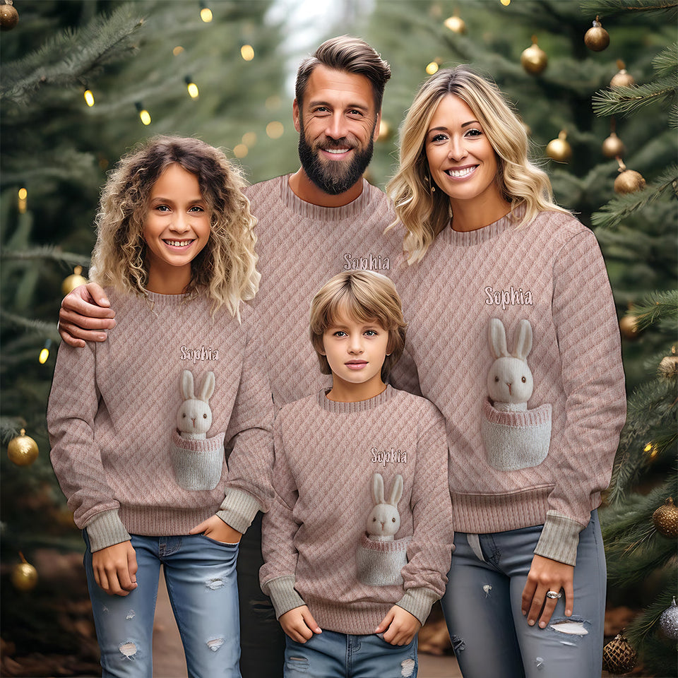 Bunny Pocket - Personalized Kid Ugly Sweater