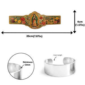 Mexican Goddess, Guadalupe - Personalized Christian Shaped Cuff Bracelet