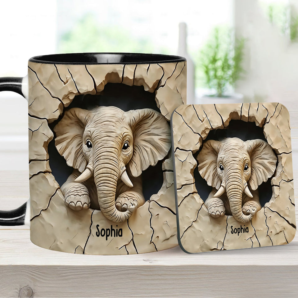 Love Elephant - Personalized Elephant Accent Mug