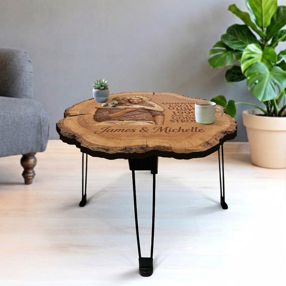 Growing Old Together - Personalized Couple Table Custom Shape