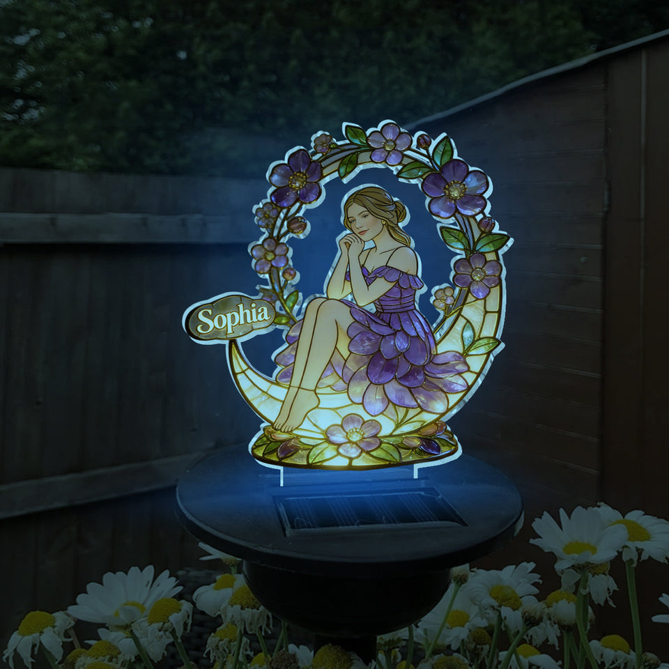 Custom From Photo - Personalized Birth Month Flower Garden Solar Light