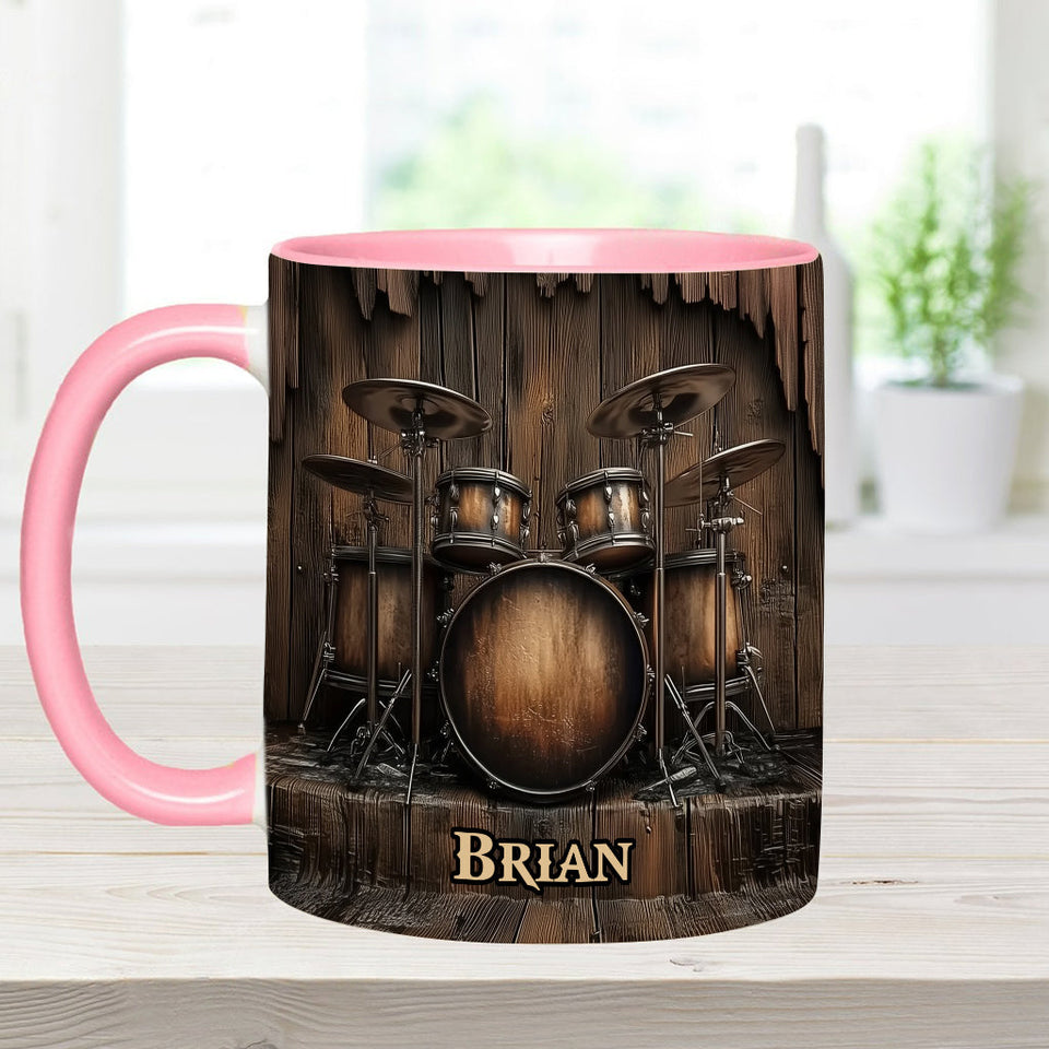 Vintage Drum-Themed Mug - Personalized Drummer Accent Mug