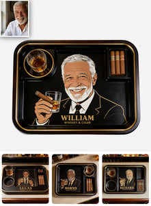 Whiskey And Cigar - Personalized Whisky Catch-All Tray