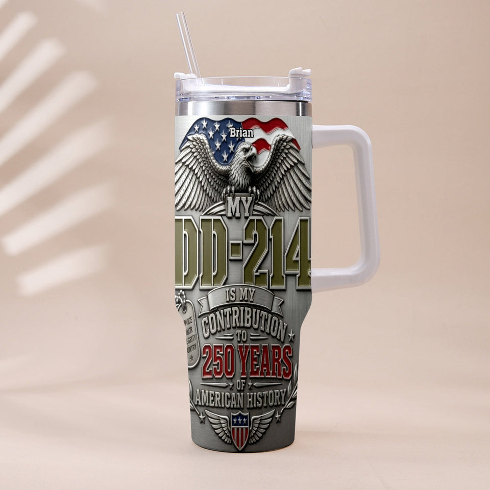 250 Years Of America History - Personalized Veteran Tumbler With Handle