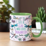 Just A Girl Who Loves Dragonflies - Personalized Dragonfly Accent Mug