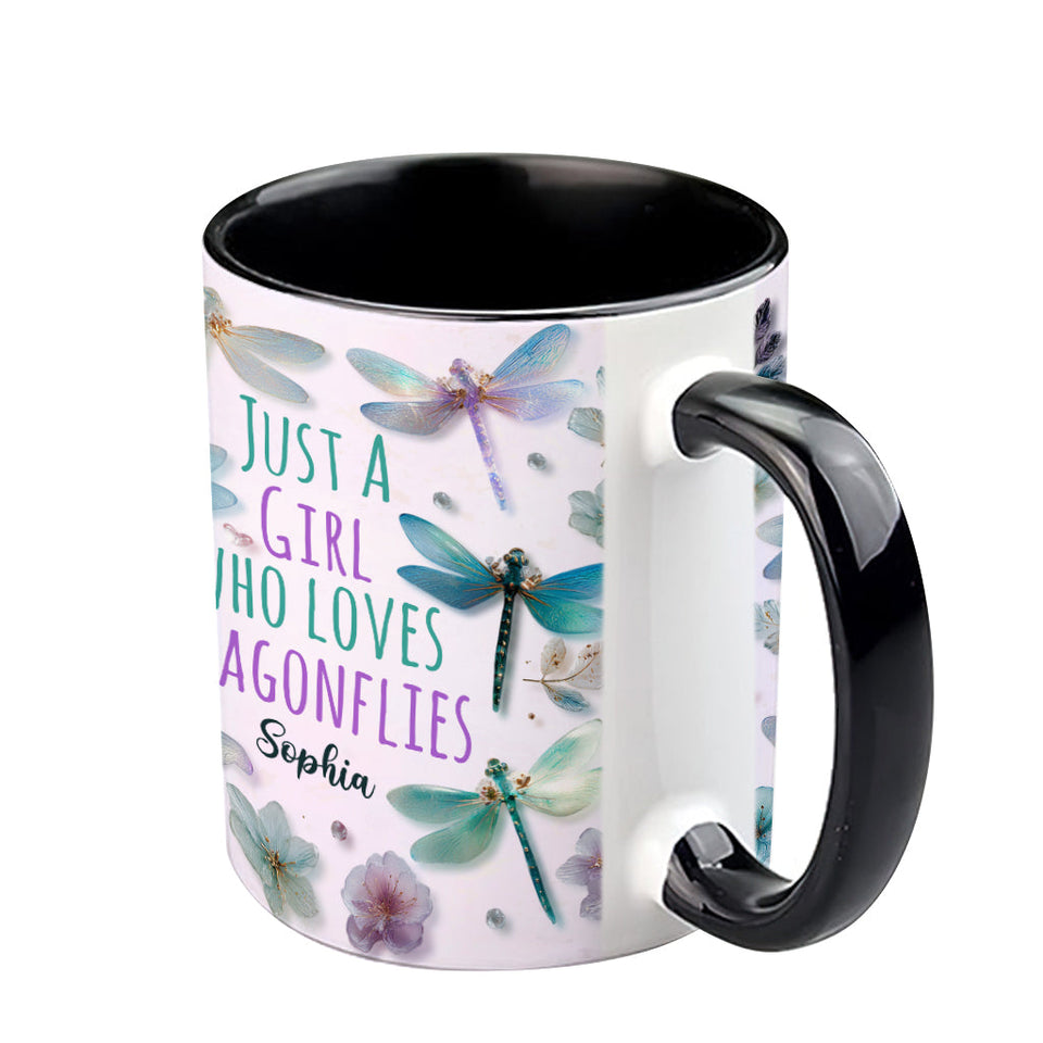 Just A Girl Who Loves Dragonflies - Personalized Dragonfly Accent Mug
