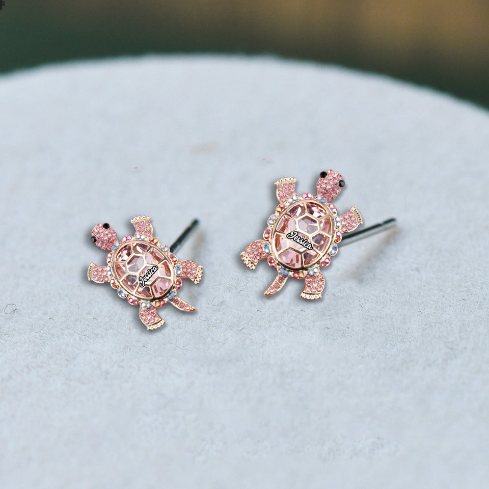 Cute Turtle - Personalized Turtle Stud Earrings