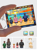 Family Sitting Back View Beautiful Ocean - Personalized Family Keychain