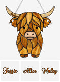 Adorable Highland Cow - Personalized Highland Cow Window Hanging Suncatcher Ornament