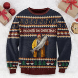 Hooked on Christmas - Personalized Fishing Ugly Sweater