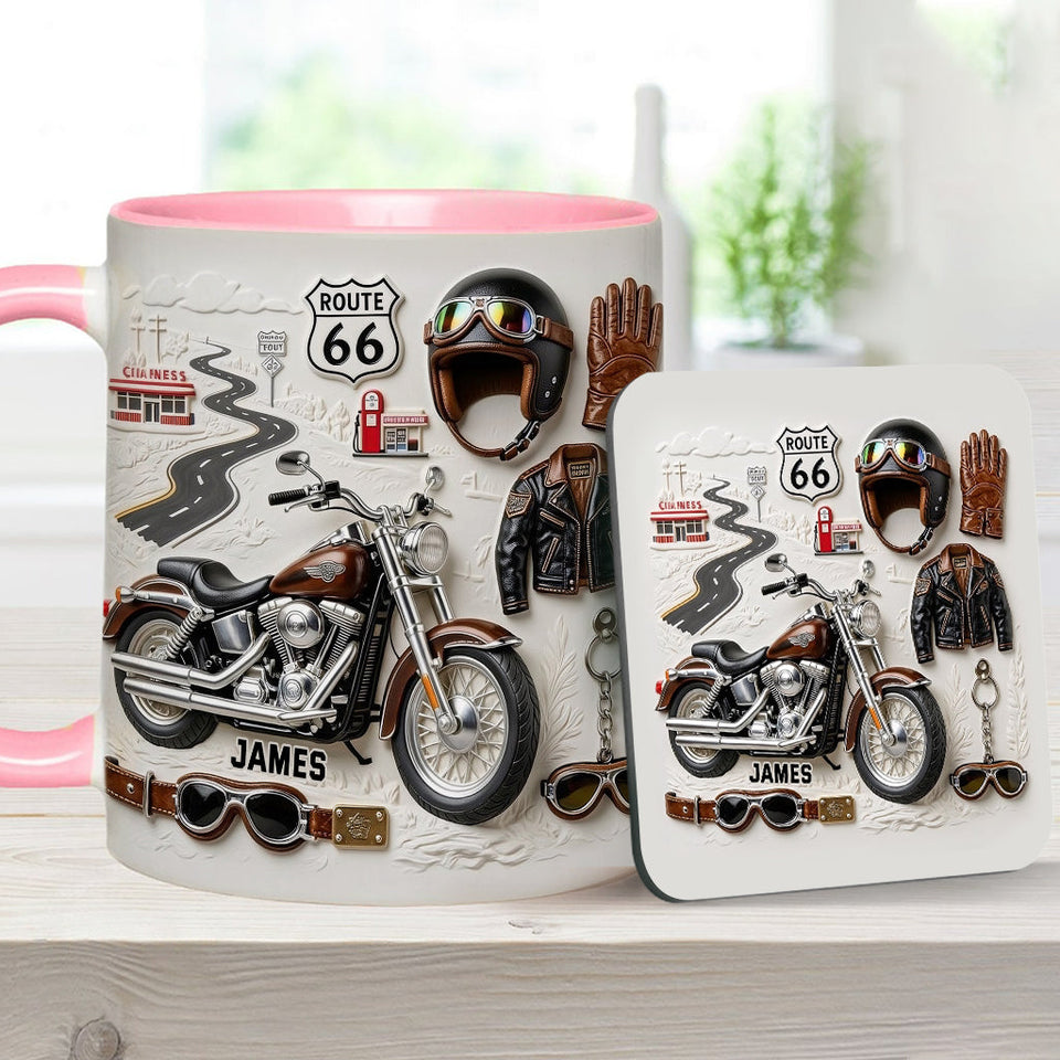 Motorcycle - Personalized Biker Accent Mug & Coaster