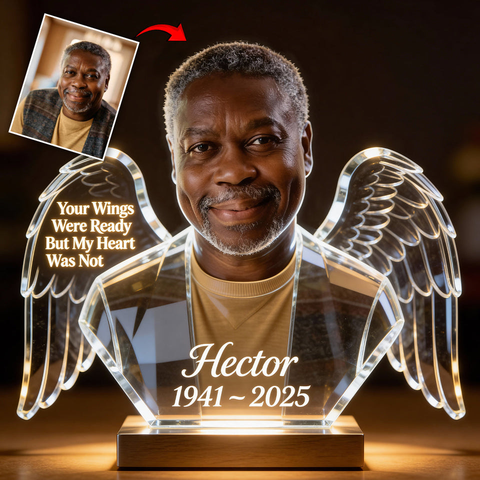 Your WIngs Were Ready - Personalized Memorial Acrylic LED Night Light