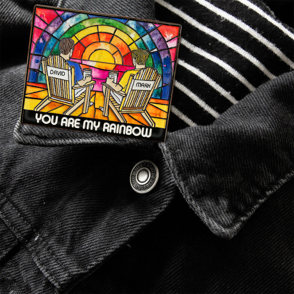 Rainbow Couple Love - Personalized LGBT Support Pin