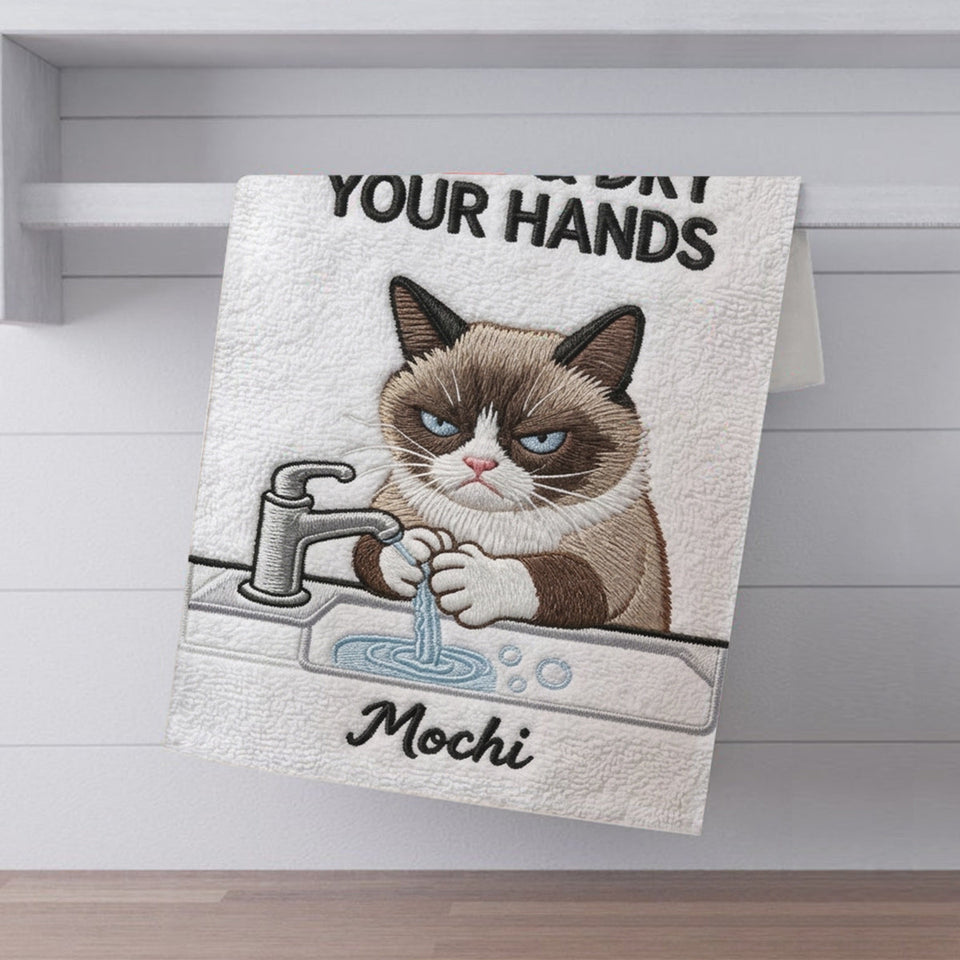 Please Wash & Dry Your Hands - Personalized Dog Towel