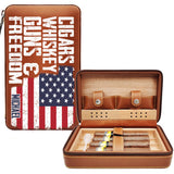 Cigars, Whiskey, G*ns & Freedom - Personalized Whisky Travel Cigar Humidor Case