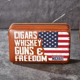 Cigars, Whiskey, G*ns & Freedom - Personalized Whisky Travel Cigar Humidor Case